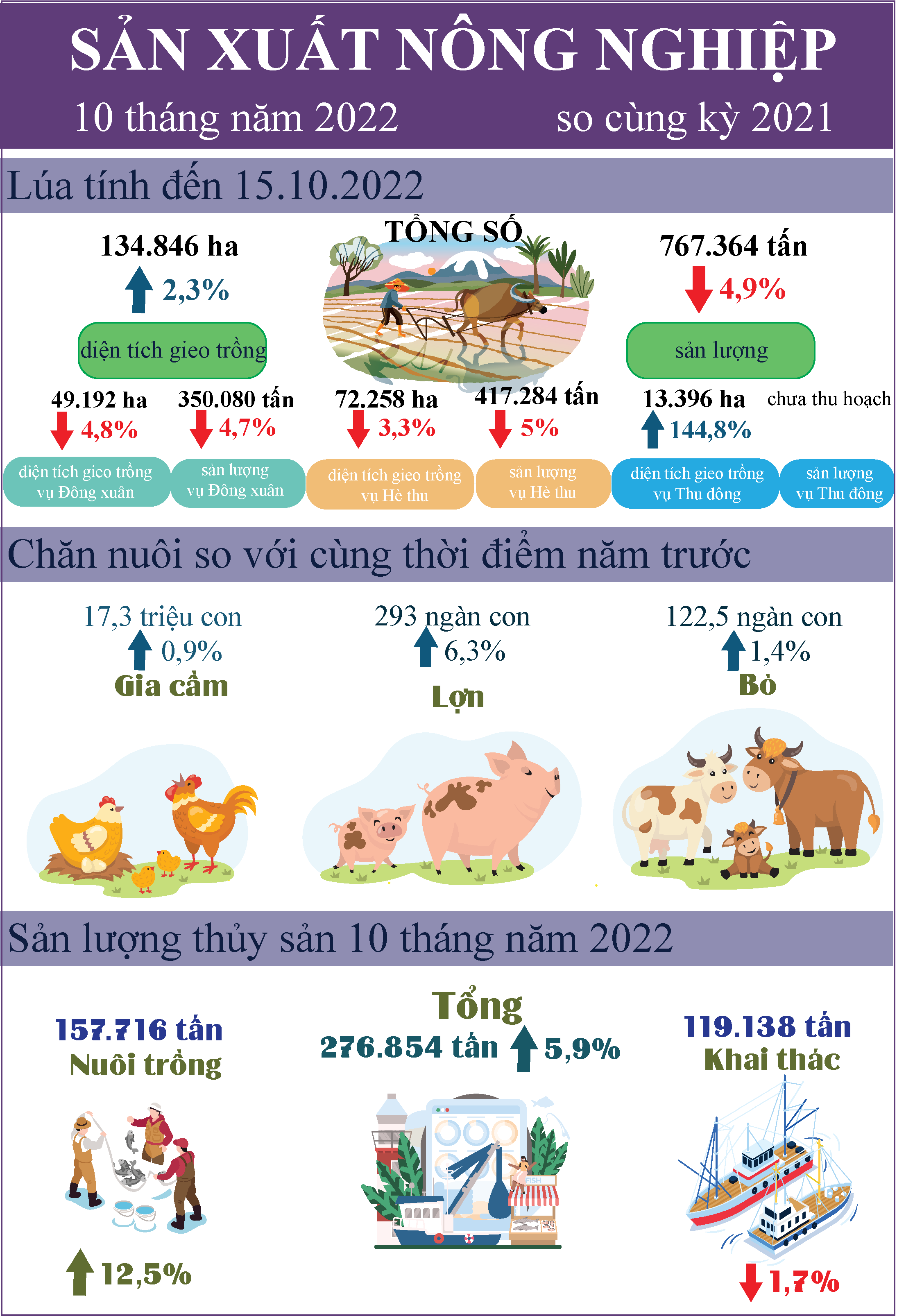 Infographic Tóm tắt tình hình kinh tế - xã hội tỉnh Tiền Giang tháng 10 năm 2022