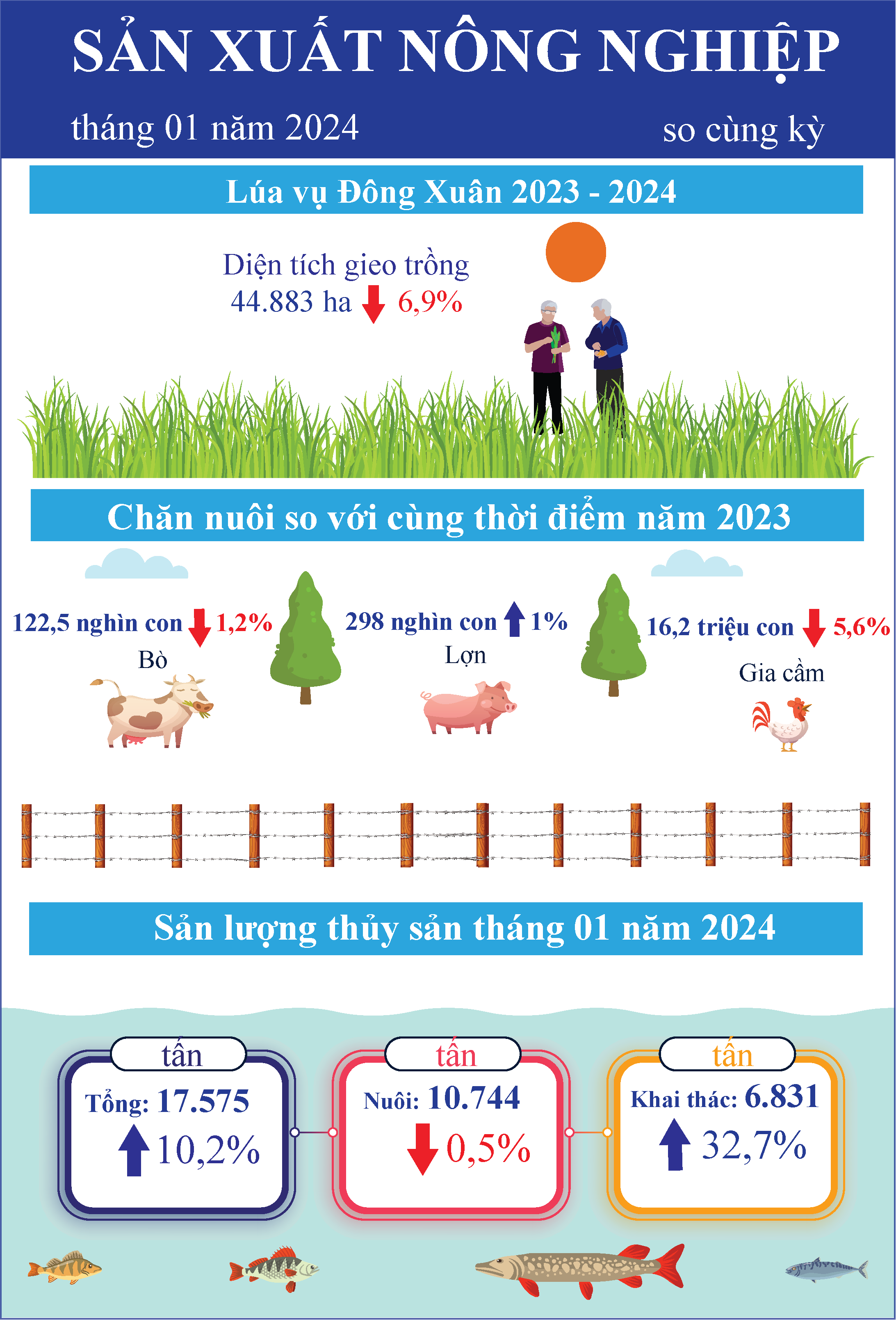 Infographic Tóm tắt tình hình kinh tế - xã hội tỉnh Tiền Giang tháng 01 năm 2024
